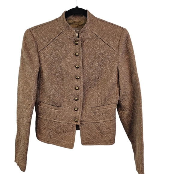 Kenar Jackets & Blazers - Kenar Size 2 Brown Tan Mandarin Collar Blazer